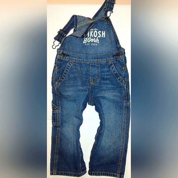 ☆Like New☆OSH KOSH B'GOSH Adorable Toddler Denim Cargo Overalls☆24mo - Picture 2 of 16